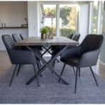 Harbo söögitool, kunstnahk, tumehall, mustad jalad Söögilauatoolid, taburetid, pingid