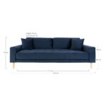 Lido 3-kohaline diivan, tumesinine samet, kahe padja ja naturaalsest puidust jalgadega Diivanid