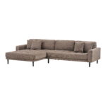 Lido vasakpoolne diivanvoodi pruunist kordvelvetist, nelja padja ja mustade puidust jalgadega Diivanvoodid