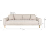 Lido 3-kohaline diivan, liivakarva, kahe padja ja naturaalsest puidust jalgadega Diivanid