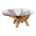 Amazonase kohvilaud, klaas, naturaalsed jalad, ø110×50 cm Kohvilauad Homewell 8