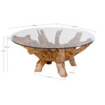 Amazonase kohvilaud, klaas, naturaalsed jalad, ø110×50 cm Kohvilauad Homewell 11