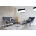 Venezia kohvilaud, must pulbervärvitud teras klaasiga, ø70xh40cm Diivanvoodid