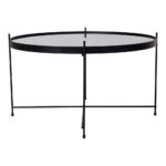 Venezia kohvilaud, must pulbervärvitud teras klaasiga, ø70xh40cm Diivanvoodid