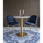 Bolzano söögilaud, marmori imitatsiooniga pealispind, messingi imitatsiooniga jalg, ø70×75 cm Söögilauad Homewell 18