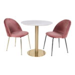 Bolzano söögilaud, marmori imitatsiooniga pealispind, messingi imitatsiooniga jalg, ø70×75 cm Söögilauad Homewell 14