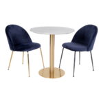 Bolzano söögilaud, marmori imitatsiooniga pealispind, messingi imitatsiooniga jalg, ø90×75 cm Söögilauad Homewell 14