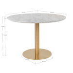 Bolzano söögilaud, marmori imitatsiooniga pealispind, messingi imitatsiooniga jalg, ø110×75 cm Söögilauad Homewell 15