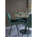 Bolzano söögilaud, marmori imitatsiooniga pealispind, must jalgadega, ø110×75 cm Söögilauad Homewell 20
