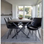 Touloni söögilaud lainelise servaga, tamm, suitsutatud, pikendusplaatide jaoks ettevalmistatud, 95x200x75 cm Söögilauad