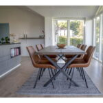 Touloni söögilaud lainelise servaga, tamm, suitsutatud, pikendusplaatide jaoks ettevalmistatud, 95x200x75 cm Söögilauad