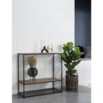 Vita konsoollaud, 2 riiulit, tammepuu imitatsioon, must raam, 80x36x80 cm Diivanilauad Homewell 12