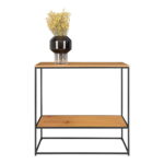 Vita konsoollaud, 2 riiulit, tammepuu imitatsioon, must raam, 80x36x80 cm Diivanilauad 9