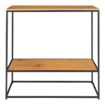 Vita konsoollaud, 2 riiulit, tammepuu imitatsioon, must raam, 80x36x80 cm Diivanilauad 10