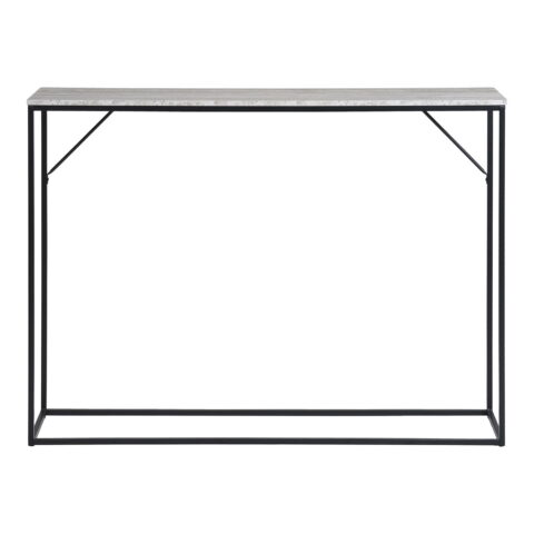 Vita konsoollaud, 1 riiul, travertiini imitatsioon, must raam, 110x26x80 cm Diivanilauad