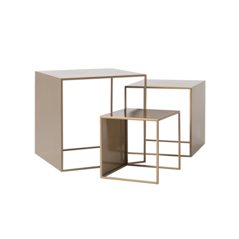 Kohvilaudade komplekt 2seinaline TRIO metall 35x45x55 kuldne Elutoamööbel