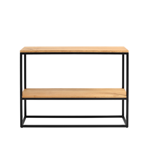 Riiul JULITA 752F täispuit tamm must Elutoamööbel