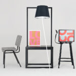 Põrandalamp SHADE LAMP musta varjugaga valge jalaga Põrandalambid Homewell 9