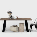 Söögilaud HOFER 180×90 täispuit tamm must Söögilauad Homewell 10