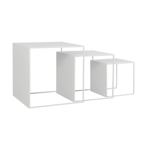 Kohvilaudade komplekt 2WALL TRIO METAL 35x45x55 valge Elutoamööbel