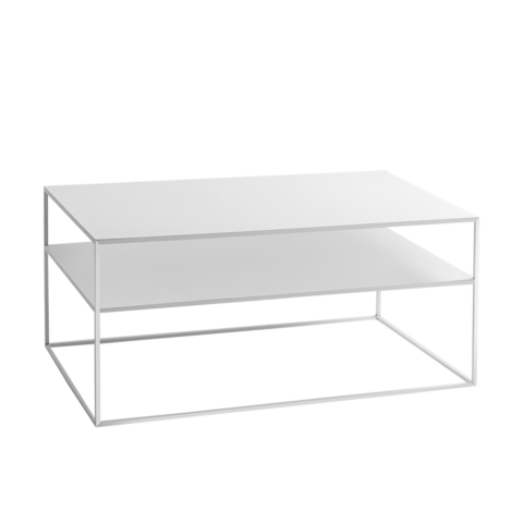 Kohvilaud TENSIO 2korruseline metall 100×60 valge Elutoamööbel