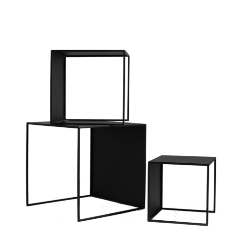 Kohvilaudade komplekt 2 seinaga metallist TRIO 35x45x55 must Elutoamööbel