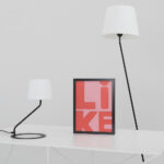 Põrandalamp SHADE LAMP valge vari musta jalaga Põrandalambid Homewell 11