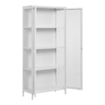 Brisbane’i vitriinkapp, 2 klaasust, teras, valge, 80x35x175 cm Elutoamööbel