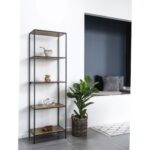 Vita riiul, 5 riiulit, tamme imitatsioon, must raam, 51x36x170 cm Elutoamööbel Homewell 14