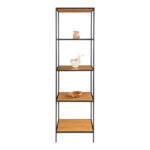 Vita riiul, 5 riiulit, tamme imitatsioon, must raam, 51x36x170 cm Elutoamööbel Homewell 11