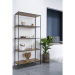 Vita riiul, 5 riiulit, tamme imitatsioon, must raam, 80x36x170 cm Elutoamööbel Homewell 13
