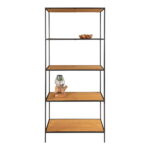 Vita riiul, 5 riiulit, tamme imitatsioon, must raam, 80x36x170 cm Elutoamööbel Homewell 10