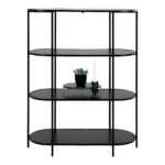 Vita ovaalne riiul, 4 riiulit, must, musta raamiga, 85x36x111 cm Elutoamööbel Homewell 5
