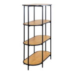 Vita ovaalne riiul, 4 riiulit, tamme imitatsioon, must raam, 85x36x111 cm Elutoamööbel Homewell 7