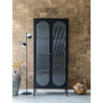 Adelaide’i vitriinkapp, 2 lainelise klaasiga ust, teras, must, 80x35x180 cm Elutoamööbel Homewell 10