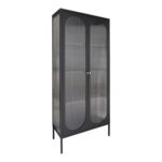 Adelaide’i vitriinkapp, 2 lainelise klaasiga ust, teras, must, 80x35x180 cm Elutoamööbel Homewell 7