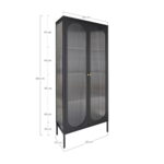 Adelaide’i vitriinkapp, 2 lainelise klaasiga ust, teras, must, 80x35x180 cm Elutoamööbel Homewell 9