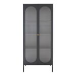 Adelaide’i vitriinkapp, 2 lainelise klaasiga ust, teras, must, 80x35x180 cm Elutoamööbel Homewell 6