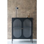 Adelaide’i vitriinkapp, 2 lainelise klaasiga ust, teras, must, 90x35x110 cm Elutoamööbel Homewell 13