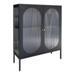 Adelaide’i vitriinkapp, 2 lainelise klaasiga ust, teras, must, 90x35x110 cm Elutoamööbel Homewell 10