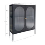 Adelaide’i vitriinkapp, 2 lainelise klaasiga ust, teras, must, 90x35x110 cm Elutoamööbel Homewell 12
