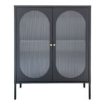 Adelaide’i vitriinkapp, 2 lainelise klaasiga ust, teras, must, 90x35x110 cm Elutoamööbel Homewell 9