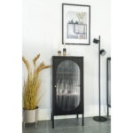Adelaide’i vitriinkapp, 1 lainelise klaasiga uks, teras, must, 50x35x110 cm Elutoamööbel Homewell 15