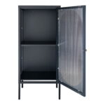 Adelaide’i vitriinkapp, 1 lainelise klaasiga uks, teras, must, 50x35x110 cm Elutoamööbel Homewell 11