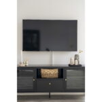 Dalby tv-alus, 2 klaasust, 1 sahtel, teras, must, 150x35x60 cm Elutoamööbel Homewell 11