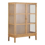 Zamora kapp, 2 klaasust, 2 riiulit, tamm/tammespoon/karastatud klaas, naturaalne, 40x90x126 cm Kapid, kummutid ja riiulid