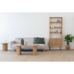 Kyoto raamaturiiul, 2 ust, 4 riiulit, tammevineer, naturaalne, mustad metalljalad, 80x30x200 cm Elutoamööbel Homewell 6