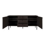 Kyoto kummut, 3 sahtliga, 2 uksega, tammespoon, suitsutatud, mustad metalljalad, 150x40x74 cm Elutoamööbel