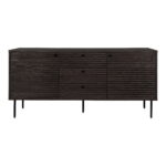 Kyoto kummut, 3 sahtliga, 2 uksega, tammespoon, suitsutatud, mustad metalljalad, 150x40x74 cm Elutoamööbel