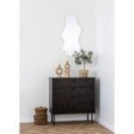 Kyoto kummut, 4 sahtliga, tammespoon, suitsutatud, mustad metalljalad, 80x40x85 cm Elutoamööbel